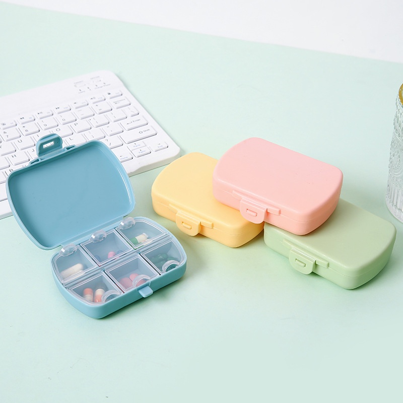Wholesale Portable Mini 6 Grid Dustproof Moisture Proof Pill Box Medicine Case Small Drug Storage Container for Travel