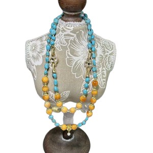 Collar de Jade Amarillo en Forma de Bola Estilo Monedas de Mongshan, Vintage, de <span class=keywords><strong>Segunda</strong></span> <span class=keywords><strong>Mano</strong></span>, con Capas Largas, para Mujer, Aniversario - Product Image 5