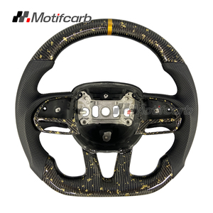 Volant personnalisé en fibre de carbone dorée pour Dodge Charger Challenger Hellcat SRT 392 R/T Scat Pack Daytona 2013-2023 - Product Image 1