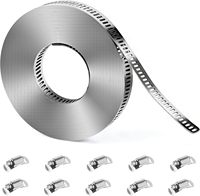Hose Clamps DIY Kit 16 FT, Adjustable Metal Screw Clamps Strap +10 Fastener 304 Stainless Steel Large Worm Gear Hose Clamp