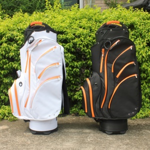 काले नारंगी 14 तरीके व्यक्तिगत डिवाइडर निविड़ अंधकार गोल्फ गाड़ी बैग - Product Image 3