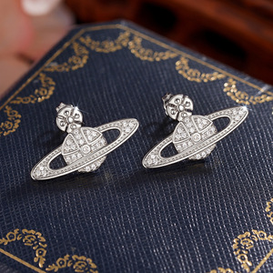 Planet <b>Flower</b> Stud Earrings For Women <b>Sweet</b> Cosmic Style Ear Jewelry - Product Image 3