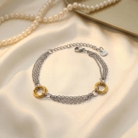Bracelet multi-brins en acier inoxydable étanche Novirassine, bijoux PVD en métal mélangé or et argent avec cercles entrelacés, vente en gros