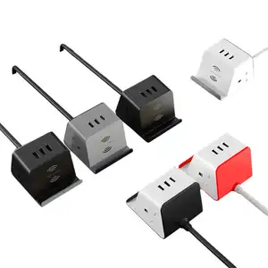 OSWELL Strip daya pengisian nirkabel 10W, saluran keluar tipe 2 cara dan 3 port Usb Desktop kubus Lead dengan perlindungan lonjakan