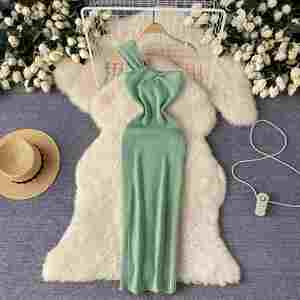 Vestido Maxi Casual de Verano Y2K con Abertura Asimétrica, Tejido a Crochet, Ecológico, para Mujer, Cintura Natural, Encaje Negro - Product Image 2