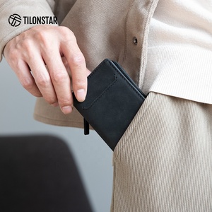 TILONSTAR TVC902 Bifold Leather Bank Credit Card <b>Wallet</b> Automatic <b>RFID</b> <b>Blocking</b> Business Luxury Push Pop up Card Holder - Product Image 5
