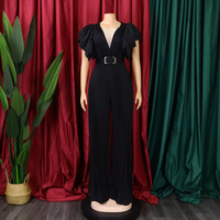 C241203 Combinaison une pièce sexy en maille transparente plissée à jambes larges grande taille avec ceinture offerte Vêtements pour femmes 2025