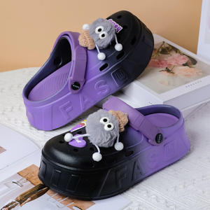 Sabots Pom-Pom pour femmes, talon épais, EVA, chaussures de plage d'été, couleurs bonbon, style Crocs, utilisables en toutes saisons - Product Image 2