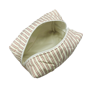 줄무늬 폴리에스터 퀼팅 패딩 메이크업 가방 맞춤 로고 OEM ODM 여성용 핑크 뷰티 파우치 프로모션 퀼팅 소형 화장품 가방 - Product Image 4