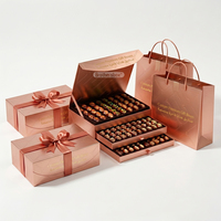 Boîte cadeau personnalisée avec estampage à chaud en or, boîte cadeau magnétique personnalisée pour baklava, boîte cadeau personnalisée avec date, boîte cadeau à deux étages