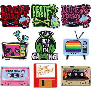<span class=keywords><strong>Patch</strong></span> brodé <span class=keywords><strong>thermocollant</strong></span> de dessin animé pour vêtements, applique DIY, patchs de musique rock, patchs personnalisés avec logo, patchs fusibles - Product Image 1