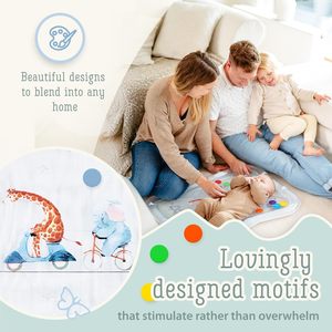 Tapis de jeu aquatique gonflable pour bébé avec animaux de cirque, tapis sensoriel pour le temps sur le ventre avec éléments sonores, anti-fuite - Product Image 3