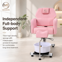 Fauteuil de pédicure professionnel inclinable avec massage, système de bain de pieds hydrothérapeutique sans pompe, en fibre de verre durable pour salon de manucure