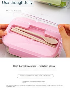 Dishwasher Safe <strong>Microwavable</strong> Adjustable Food Container <strong>Glass</strong> Lunch Box - Product Image 5