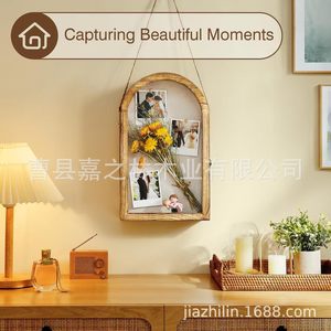 Cadre photo en bois pour la maison, cadre de rangement à rabat en bois pour fleurs séchées, décoration murale en bois massif pour salon - Product Image 4