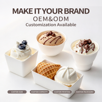 Gobelet à dessert jetable en pulpe de canne à sucre avec couvercle blanc en forme de dôme, compostable, biodégradable, pour crème glacée, yaourt, mousse, fruits, emballage