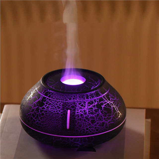 Crack Design Essential Oil Aromatherapy Diffuser 130ml Aroma Oil Diffuser Desktop Usb Flame air Humidifier with Colorful Light