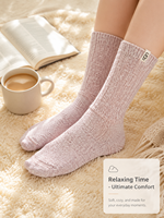 Chaussettes de compression transparentes en mélange de laine standard pour femmes, couleur unie côtelée, chaudes pour le printemps, idéales pour le quotidien