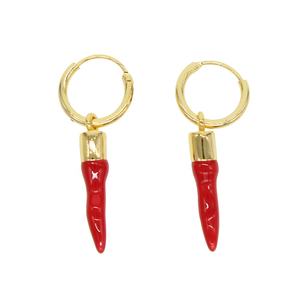 Nouveau piment charme goutte boucle d'oreille or métal mode belle fille femmes oreille piment bijoux rouge cerceau boucle d'oreille - Product Image 3