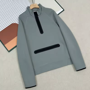 เสื้อสเวตเชิ้ตผู้ชายแบบซิป ¼ ตัว ผ้าถัก สีพื้น แห้งเร็ว สปอร์ต ใส่สบายๆ สำหรับฤดูใบไม้ร่วง - Product Image 1