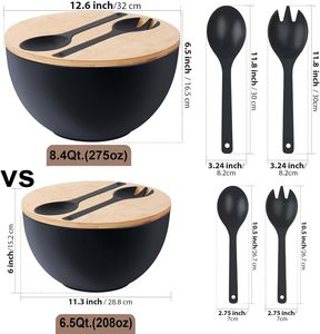 <span class=keywords><strong>ชาม</strong></span>สลัดทรงกลมรักษ์โลกสำหรับพาสต้า ผลไม้ ผัก ข้าวโพดคั่ว ฝาไม้ไผ่ <span class=keywords><strong>ชาม</strong></span>ไฟเบอร์ขนาด 10 นิ้ว พร้อมช้อนส้อมในฝา - Product Image 2