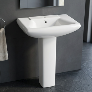 Vistaar Glossy White Ceramic 25x19 Inch Full Pedestal Wash Basin Hospital Hand Wash Sink Made in India - Product Image 2