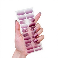 22 autocollants semi-durcis en gel pour ongles, en PU, couleur unie, enveloppes de vernis à ongles longue durée, couverture complète, décoration d'ongles