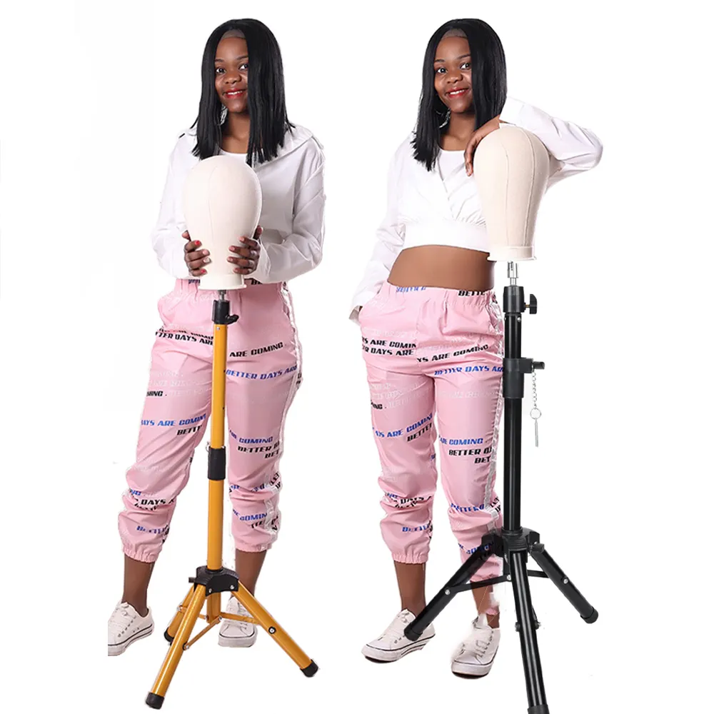 Alileader-Black и Golden Canvas Block Head Tripod, Wig Stand, Luxurious Tripod с Travel Bag