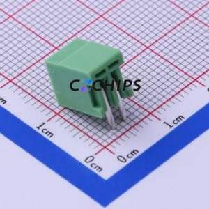 KF2EDGR-2.5-2P Plug-in Terminal Block Bent Lead Through Hole,P=2.5mm Connector Board-to-Board / Socket - Closed 1x2P 2.5mm Green - Product Image 2