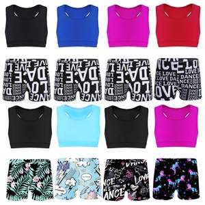 2 uds Junior Girls Sujetador deportivo sin mangas Crop Top con pantalones cortos conjunto para gimnasia baile gimnasio entrenamiento - Product Image 6