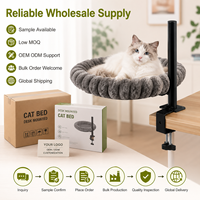 Lit de bureau OEM pour chat, gain de place, rotation à 360°, lavable, en peluche douce, fixation réglable pour le télétravail