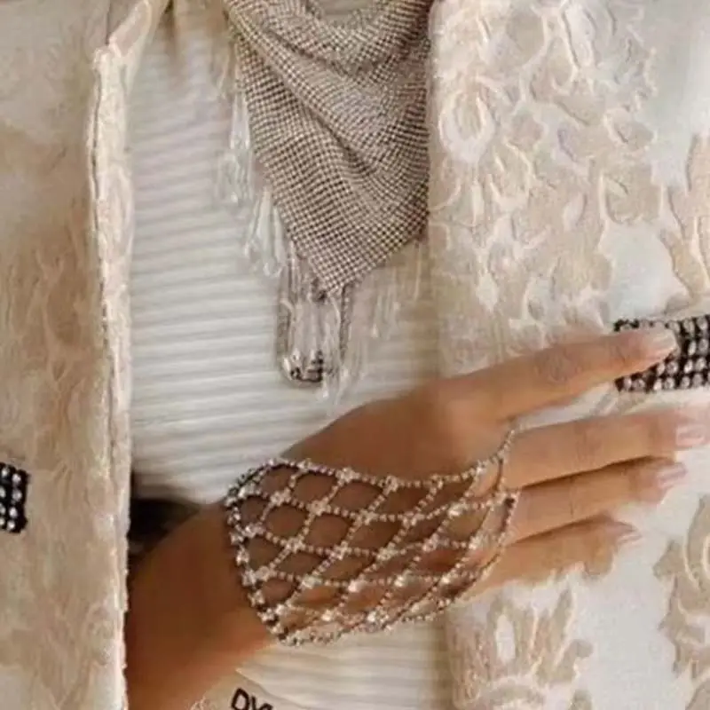 Rhinestone Hand Chain Wedding Hand Harness Hand Accessories Bangle Finger Ring Bracelets for Girls