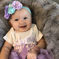 Baby Girl It's My Half Birthday Tulle Tutu Dress Half a Year Dresses Outfit Romper and Flower Headband