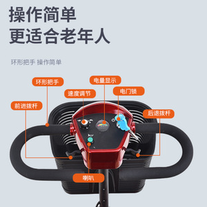สกู๊ตเตอร์ไฟฟ้าสำหรับผู้สูงอายุและผู้พิการ 4 ล้อ พับได้ สีแดง แบตเตอรี่ 12Ah ระยะทาง 15 กม. ความเร็ว 0-10 กม./ชม. - Product Image 4