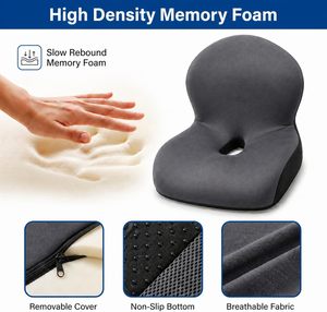 Coussin de siège en mousse à mémoire de forme pour voiture, bureau, chaise, tapis de sol (coussin de protection des hanches) en soie glacée - Product Image 4