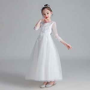 Robe de princesse en gaze moelleuse à manches longues personnalisée en gros pour filles, robe de performance pour enfants - Product Image 3