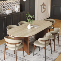 Nordischer Holz-Esstisch für 6 Personen Walnuss Restaurant-Esstisch und Stühle Set Küchenmöbel