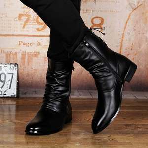 Botas <span class=keywords><strong>de</strong></span> <span class=keywords><strong>Hombre</strong></span> <span class=keywords><strong>de</strong></span> Moda Británica para Otoño e Invierno, Botas <span class=keywords><strong>de</strong></span> Cuero con Cremallera y Punta Puntiaguda, Botas <span class=keywords><strong>de</strong></span> Cuero para <span class=keywords><strong>Hombre</strong></span> - Product Image 6