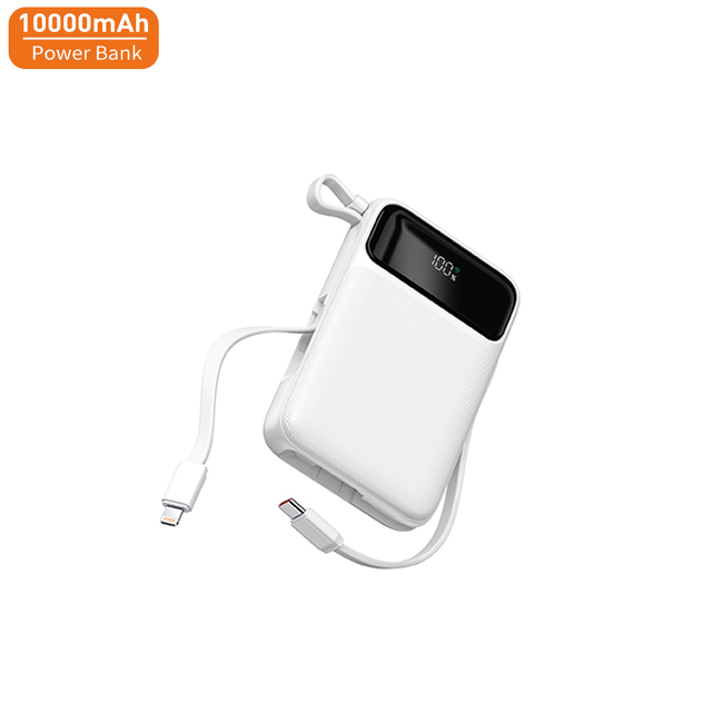 10000mAh Portable Power Bank with Type-C Cable LED Digital Display 20W Output Fast Charging Mobile Phone PD Charger