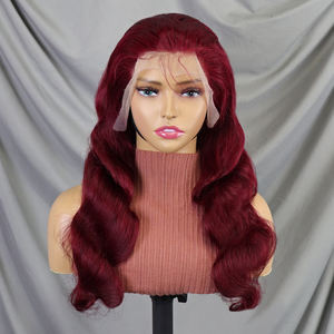 Pelucas de Cabello Humano 200% Natural, de 18-30 Pulgadas, Pre-Desplumadas, con Ondas Suaves y Frente de Encaje # Peluca de Cabello con Frente de Encaje Transparente 99J 13x4 - Product Image 4