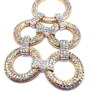2024 nuevo caliente Aurore Boreale Cristal Diamantes de imitación accesorios de baño Aleación de Metal círculo Bikini conector anillo hebillas cinturones bolsas - Product Image 3