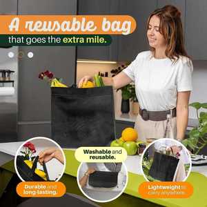 Bolsa de Compras Ecológica Plegable y Portátil para Supermercado, Bolsa de Transporte Grande de Tela No Tejida Negra - Product Image 2