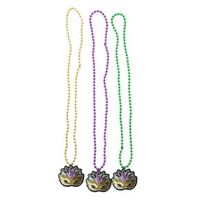 มาร์ดิกราส์สร้อยคอประดับลูกปัดสีทองสีม่วงสีเขียวเมทัลลิกแผ่นประดับเลื่อม3ชิ้น - Product Image 5