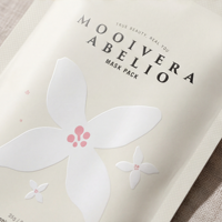 Mooivera Abelio Masque en Tissu 10 pièces Cica Centella Asiatica Apaisant et Soulageant Peaux Sensibles Coréen Végétalien Format Voyage Tendance