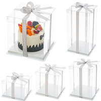 Boîte à dessert jetable transparente en PET avec couvercle, contenant transparent pour mousse, tiramisu, gâteau, emballage alimentaire pour boulangerie, boîte à emporter