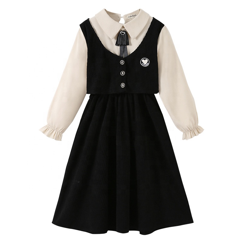 Big Girls School Uniform Set Autumn Teenager Long Sleeve Corduroy Preppy  Dress| Alibaba.com