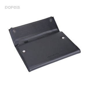 Porte-documents en cuir avec logo personnalisé, fermeture éclair, carnet, porte-documents en cuir à trois volets, sac de bureau pour femmes d'affaires avec poignée - Product Image 3