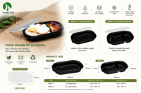 Série 180PP - Plusieurs tailles au choix - Boîte alimentaire en plastique recyclable - Boîte alimentaire ovale en plastique pour emporter