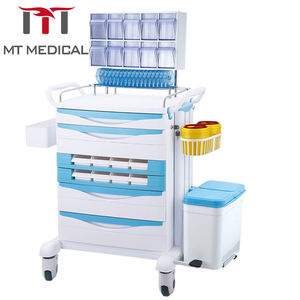 MT 의료 제조 업체 ABS 하이 퀄리티 병원 응급 트롤리 소생 카트 의료 마취 충돌 트롤리 - Product Image 1