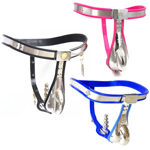 Hete mannen T-vormige roestvrijstalen cock cage SM bondage kuisheidsgordel mannelijk met anale plug sexy onderbroek - Product Image 4